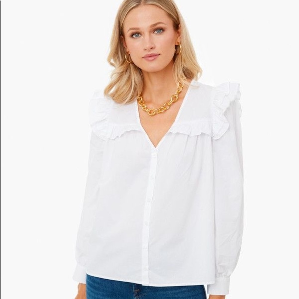 Pomander Place Tuckernuck White Ellianna Ruffle Blouse